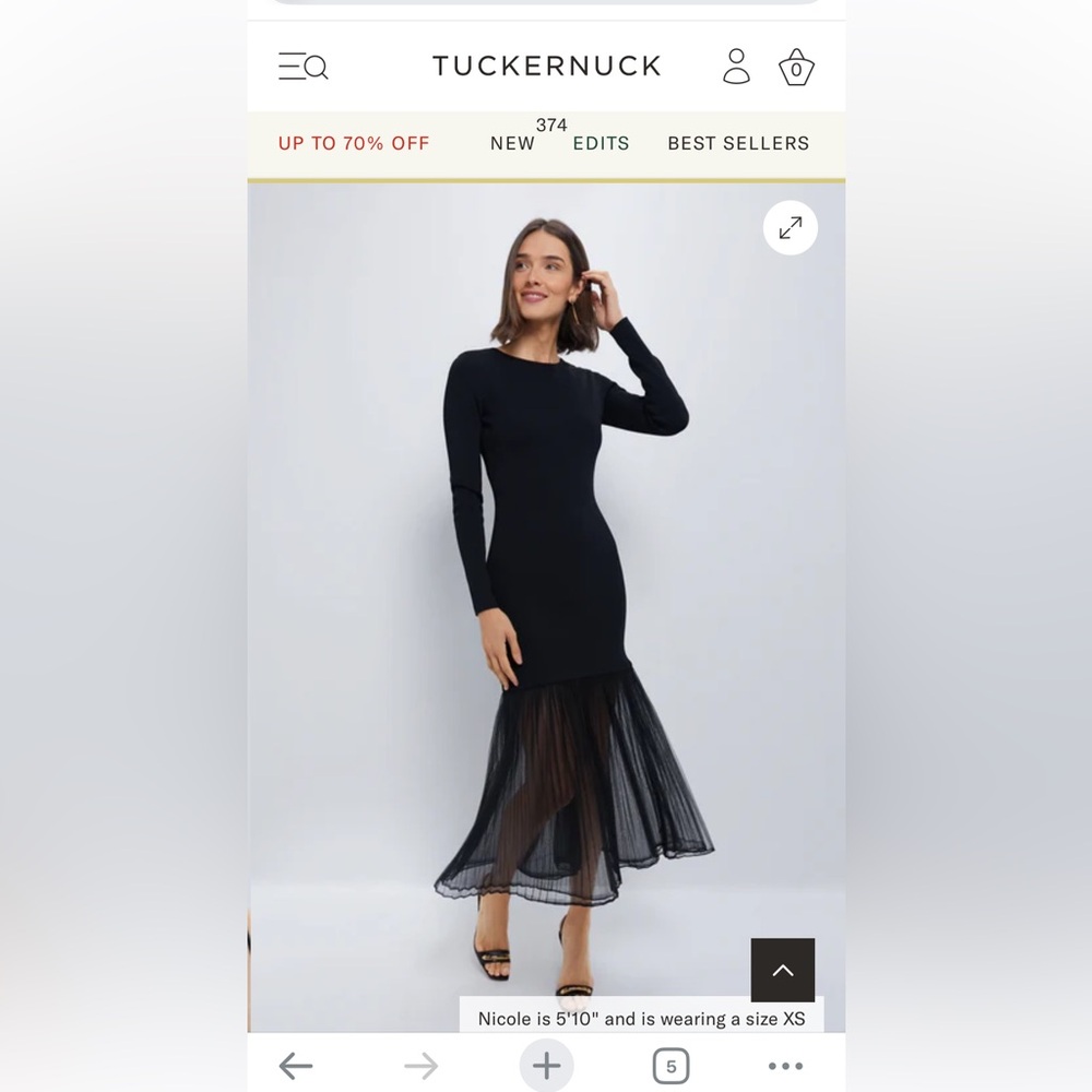 Tuckernuck Black Dress with Sheer Hem
